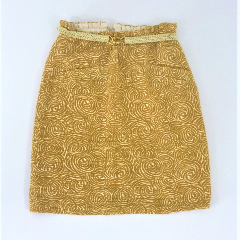 Anthropologie Elevenses Yellow Skirt w/Belt Size 4